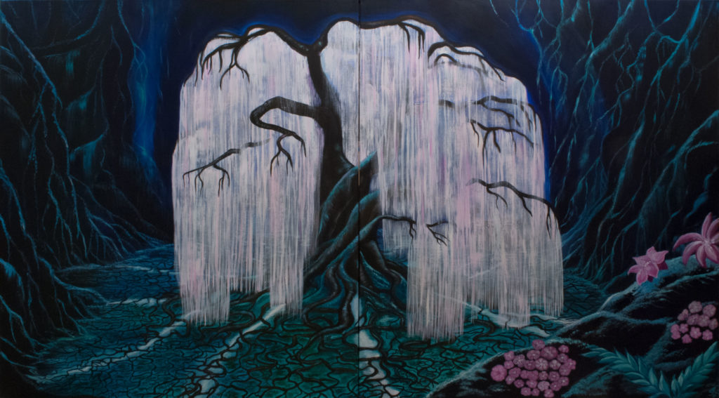 Baum der Seelen, (im Hellen), 2x 120 cm x 140 cm, Acrylmischtechnik, in Privatbesitz